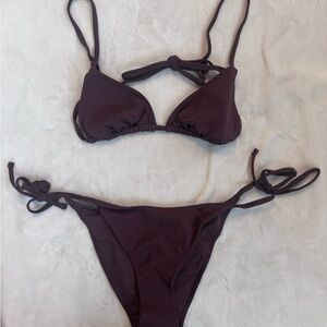 Triangle Tie Bikini Set in Dark Brown